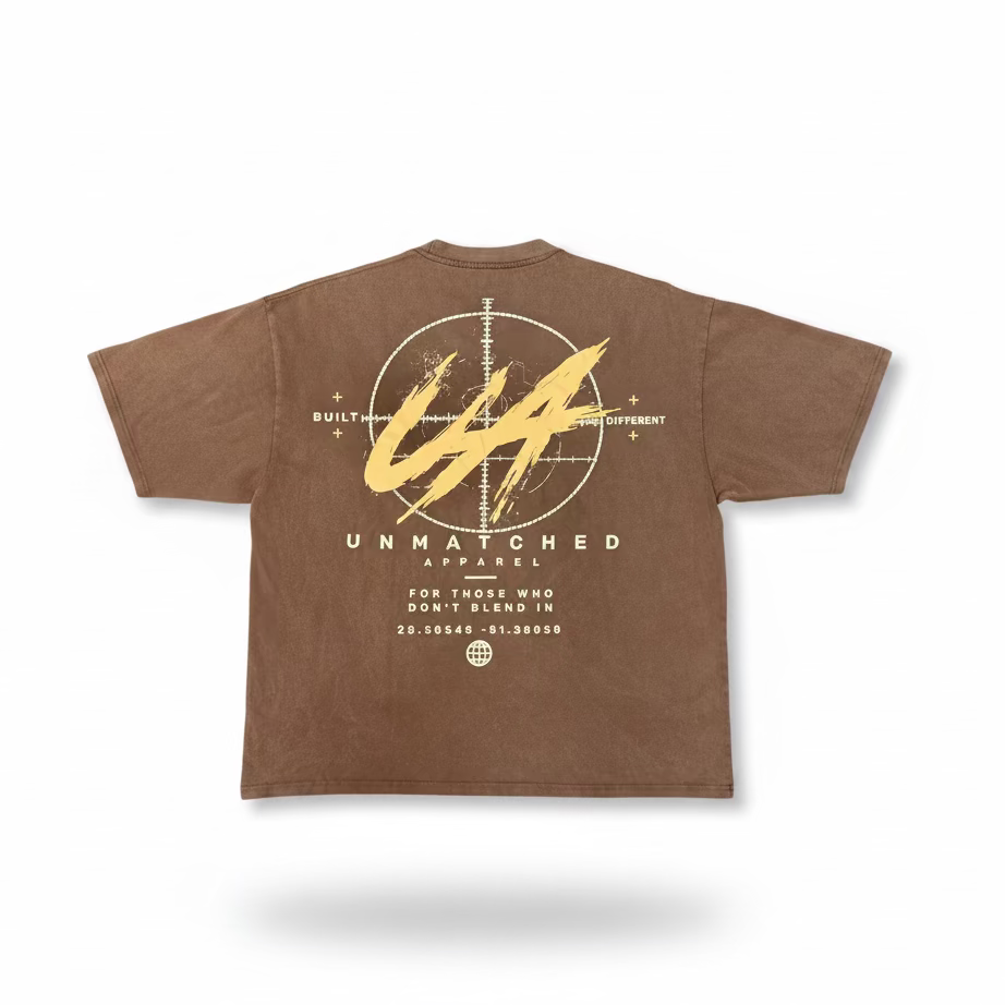 Washed Brown Oversized Bullseye T-Shirt