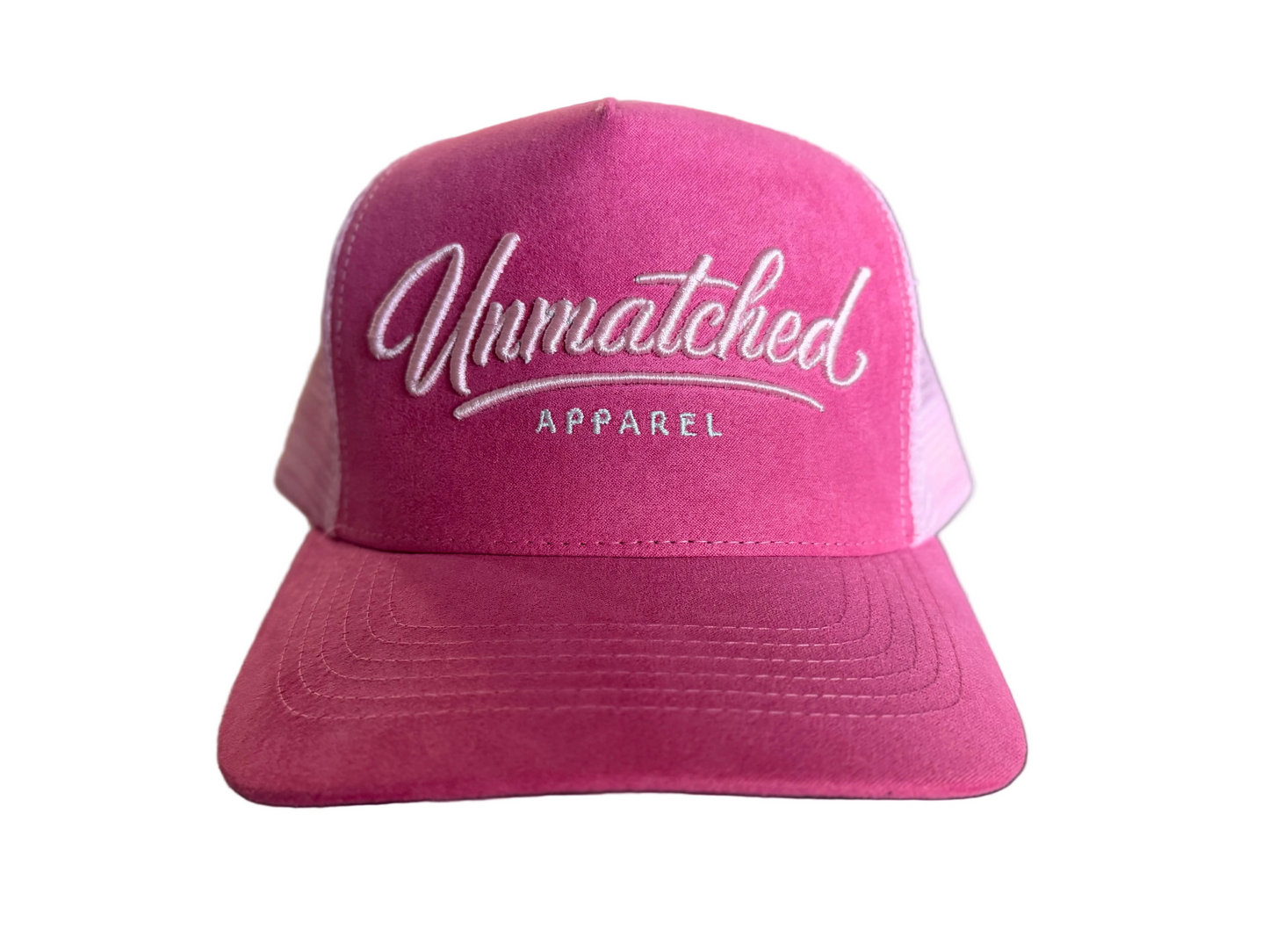 Pink Suede Unmatched Trucker Hat