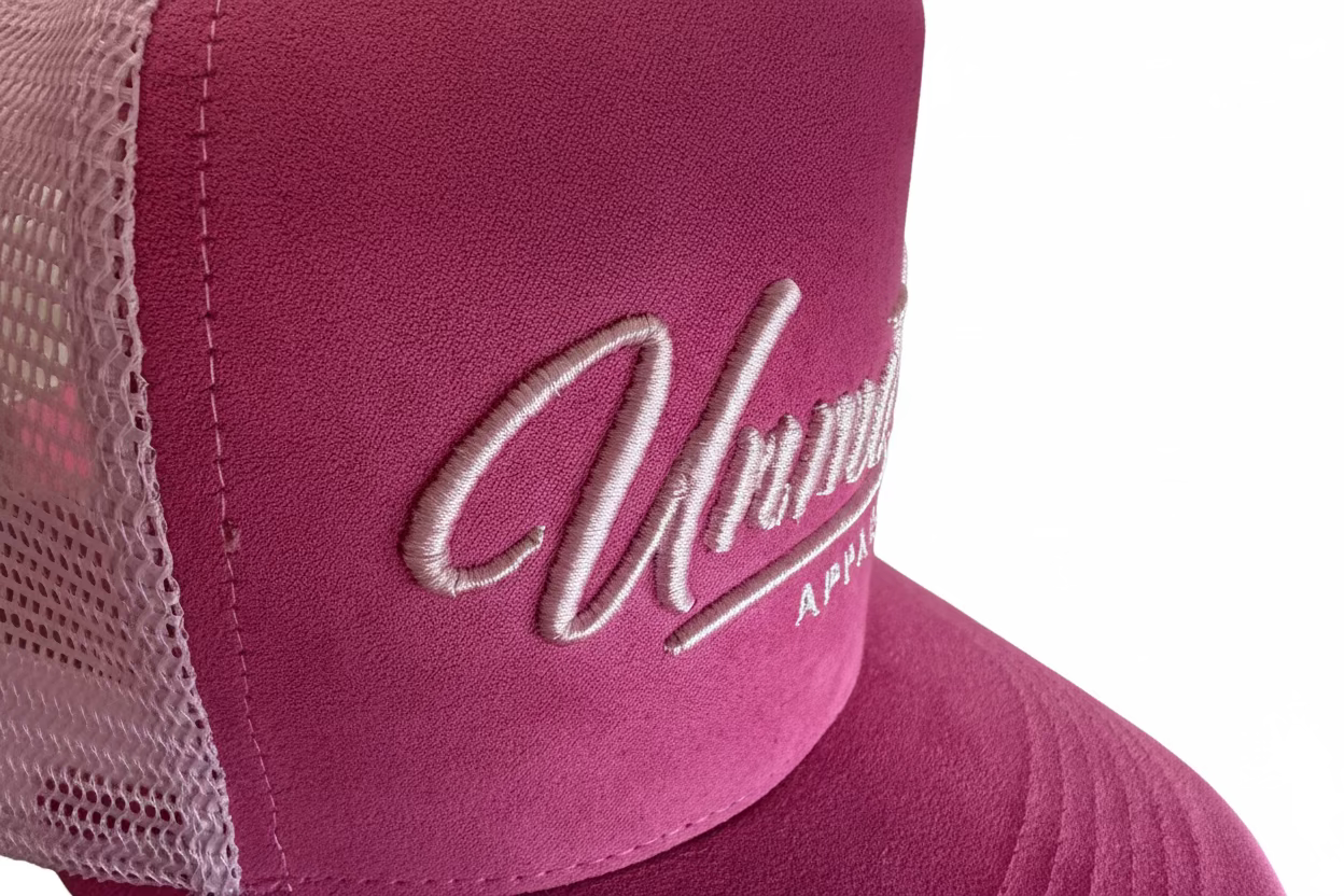 Pink Suede Unmatched Trucker Hat