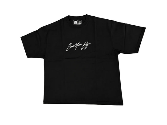 Pitch Black Earn Your Edge extra oversized T-shirt by Unmatched Apparel – front